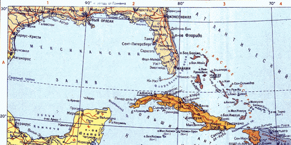 Карта Багамских островов