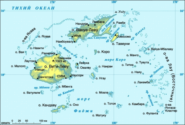 Карта островов Фиджи
